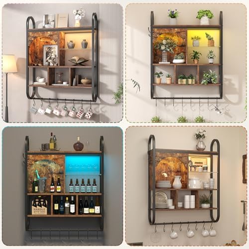 Spacesea 34 Inch 4 Tier Floating Shelves with LED Lights