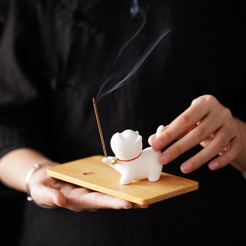 Cute Design Cat Ceramic Incense Holder Set