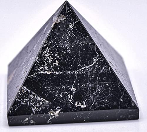 49mm Black Tourmaline Schorl Pyramid Gemstone with Clear Quartz Cabochon