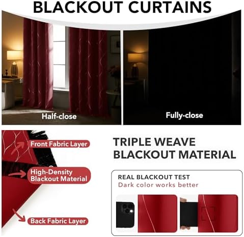 Deconovo Blackout Curtains - Silver Wave Pattern 2 Panels