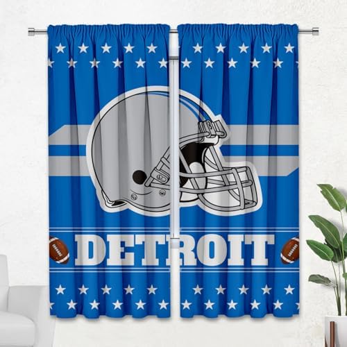 Detroit Football Themed Blackout Curtains 72x84