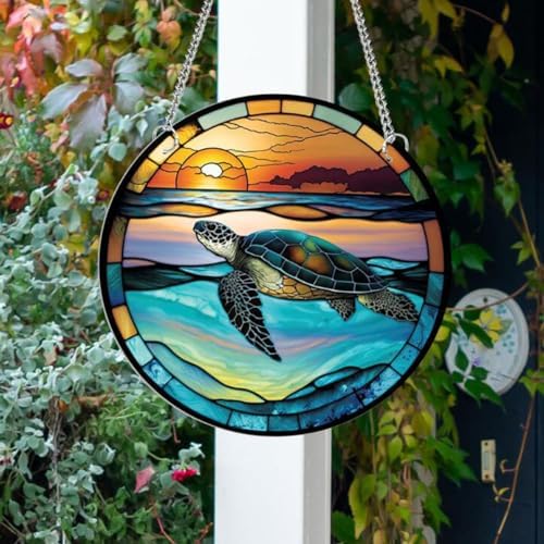 79 Inch Acrylic Window Hanging Decor Marine Turtle Design