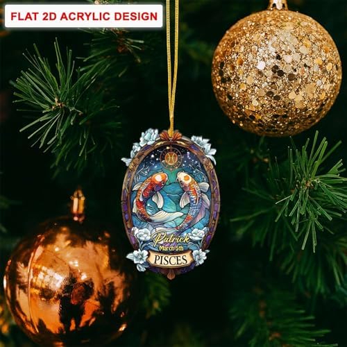 Personalized Pisces Constellation Hanging Ornament for Christmas Tree Decoration