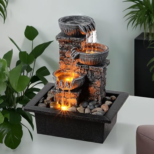 Kalona Tabletop Fountain with LED Light and Waterfall Sound