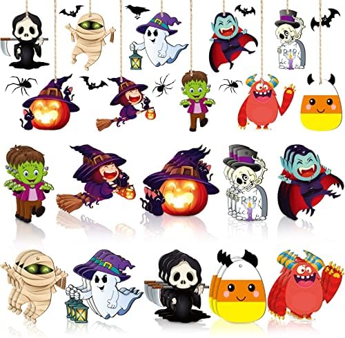 Gerrii 40 Halloween Wooden Decorations