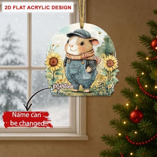 Custom Name Guinea Pig Hanging Ornament Personalized Acrylic Christmas Decor