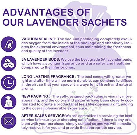 Lavender Sachet Bags 5 Pack for Freshrooms and Closets