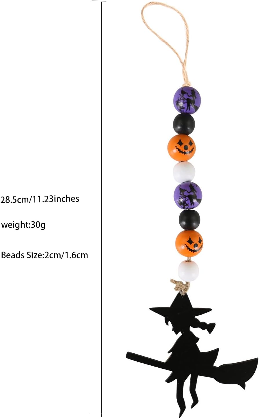 4 Piece Wooden Hanging Beads for Halloween Decor