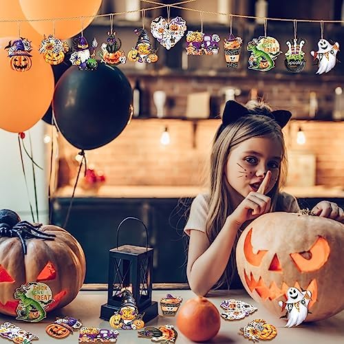 36 Pcs Halloween Wood Hanging Ornaments 12 Styles