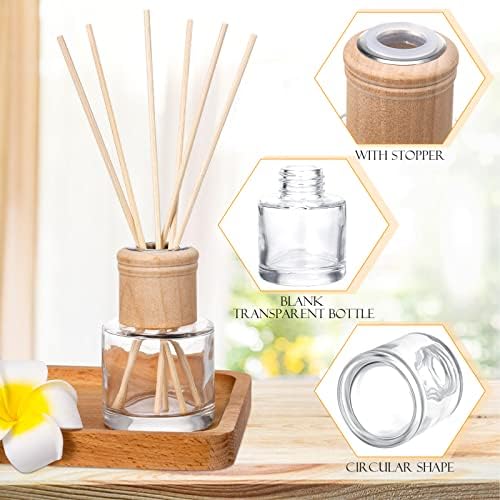 Roshtia 4 Piece Reed Diffuser Set with Wooden Caps and Rattan Sticks
