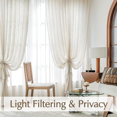 FMFUNCTEX 100 Linen Curtain Panel for Bedroom and Living Room Divider