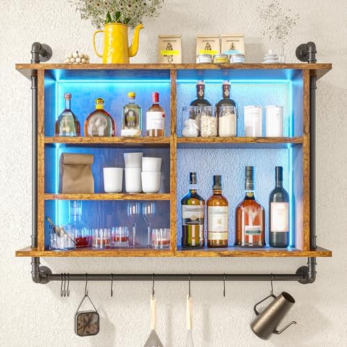 REIBII Wall Floating Shelves with LED Light