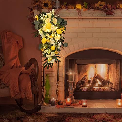 Artificial Lemon Teardrop Wreath for Christmas Decor