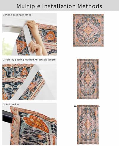 Yomandocix Orange Geometric Self Adhesive Curtains for Windows