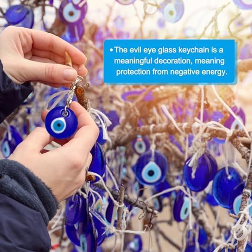 PATIKIL Evil Eye Glass Keychain Decor