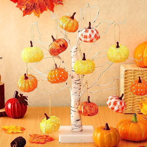 Libima 12 Pcs Plastic Mini Pumpkin Hanging Decor