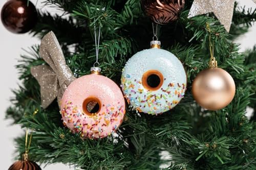 2pcs Glass Donut Christmas Ornaments for Tree