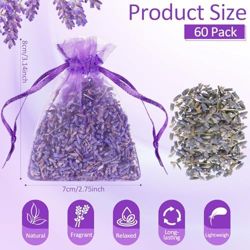 Reginary 60 Pack Lavender Sachets for Home Fragrance and Storage