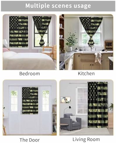 Green American Flag Self Adhesive Blackout Curtains for Windows