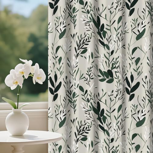 Baocicco Green Leaf Curtains 108 Inch Long 2 Panel Set