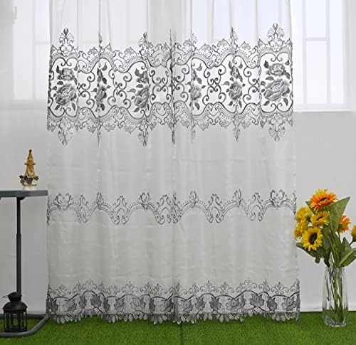 Floral Embroidered Sheer Curtains 1 Panel Rod Pocket Top W75 x L84