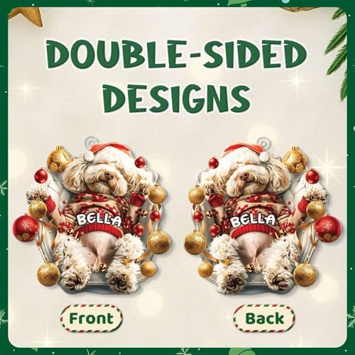 Personalized Name White Poodle Acrylic Ornament 2025
