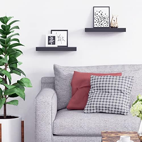 Ballucci Floating Shelves 2-Pack Black 16 Inch Wall Mount Set