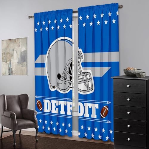 Detroit Football Themed Blackout Curtains 72x84
