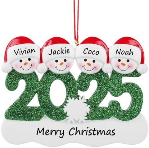 Personalized Family Christmas Ornament Snowman 4 Person