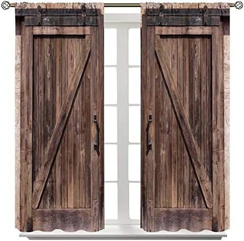 Rustic Wooden Barn Door Curtains 2 Panel Set 84x84in