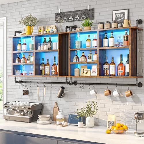 REIBII Wall Floating Shelves with LED Light