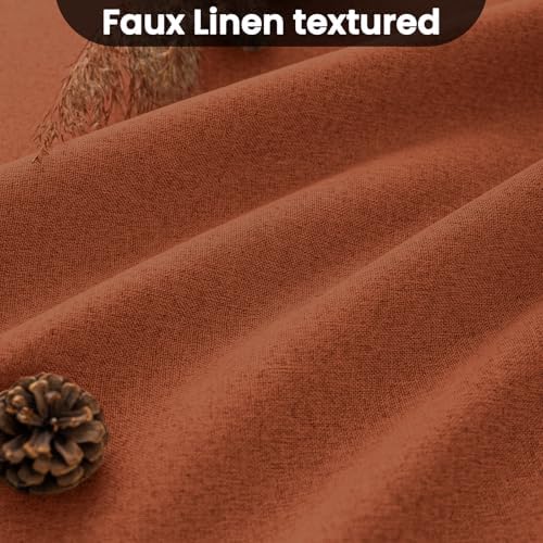 COSVIYA 100 Blackout Burnt Orange Linen Curtains 2 Panels Set