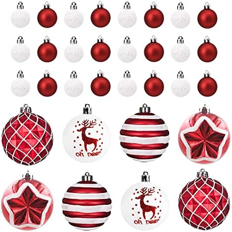 Christmas Tree Ball Ornaments Set 70 ct Red White Candy Train Theme