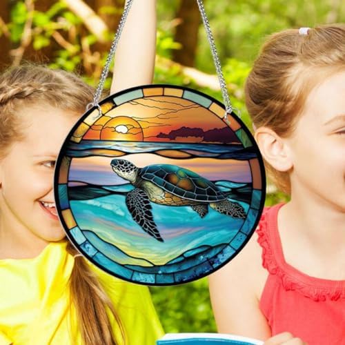 79 Inch Acrylic Window Hanging Decor Marine Turtle Design