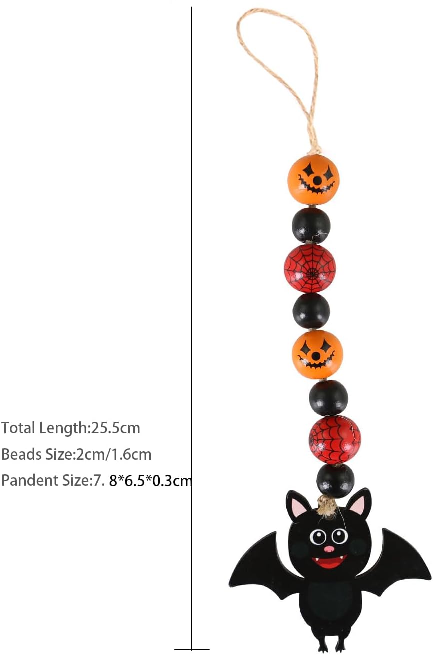4 Piece Wooden Hanging Beads for Halloween Decor