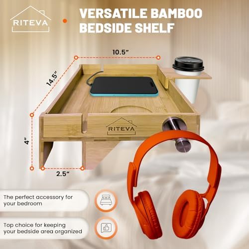 Bamboo Bedside Shelf with Adjustable Mechanism