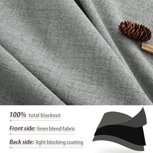 Pangsinn Full Blackout Grey Curtains 52x84 Inches for Bedroom and Living Room