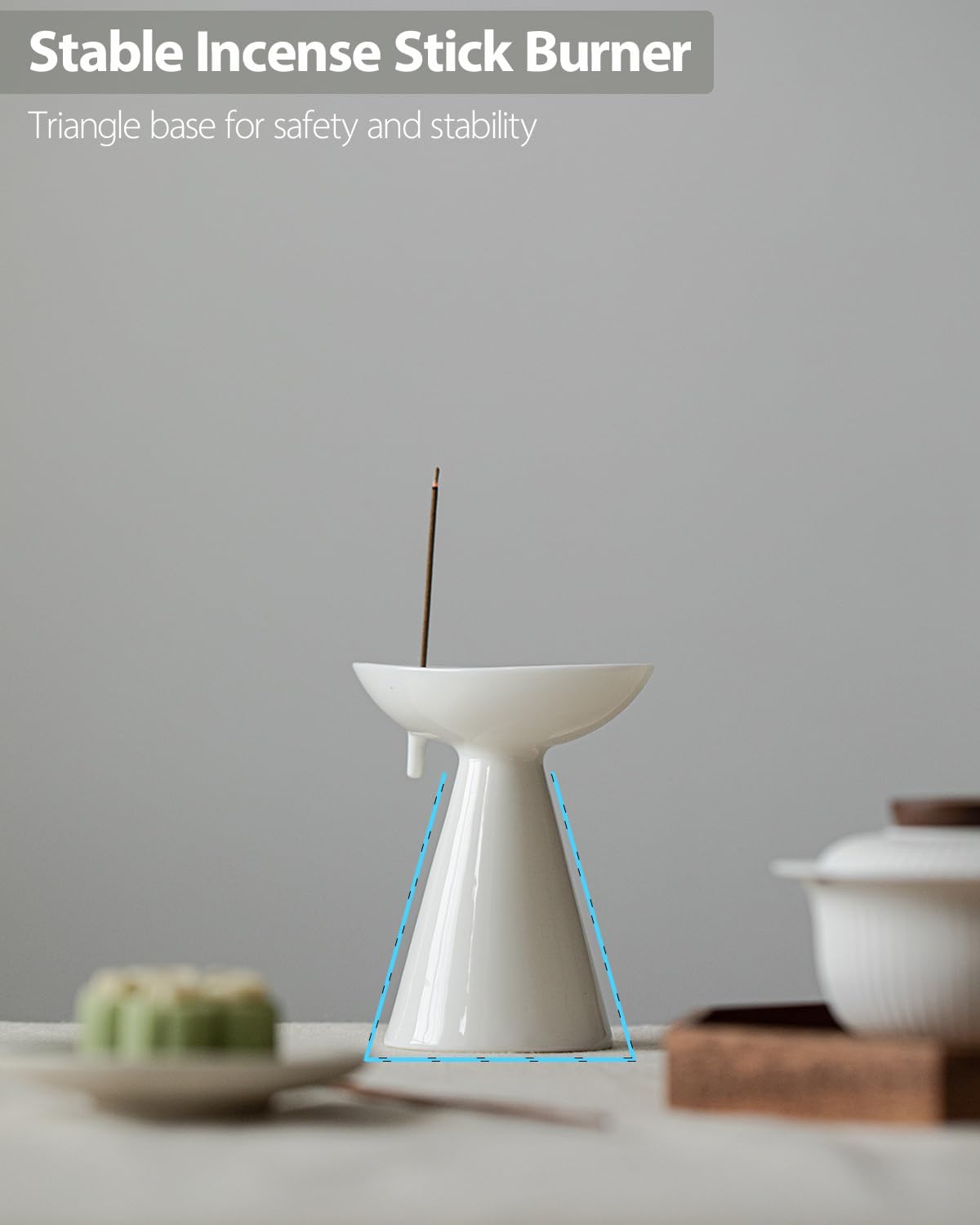 Minimalist Modern Ceramic Incense Stick Holder with Ash Catcher