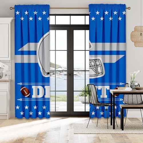 Detroit Football Themed Blackout Curtains 72x84