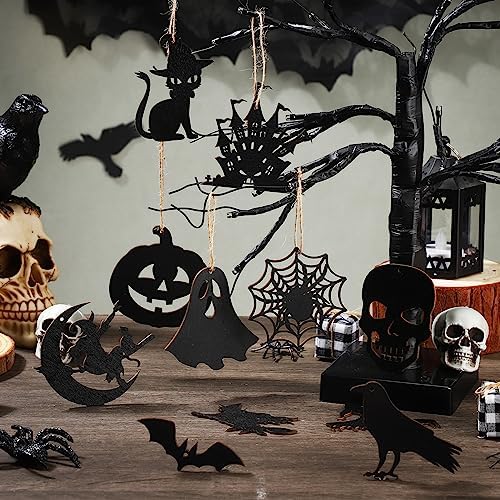 Tradder Halloween 36 Pcs Wood Hanging Ornaments Set