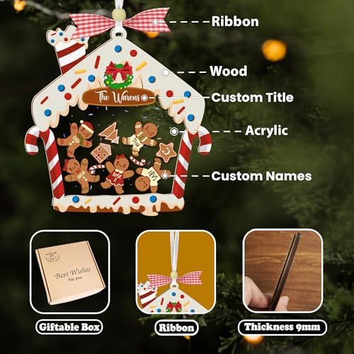Personalized Gingerbread Family Ornament Custom Name