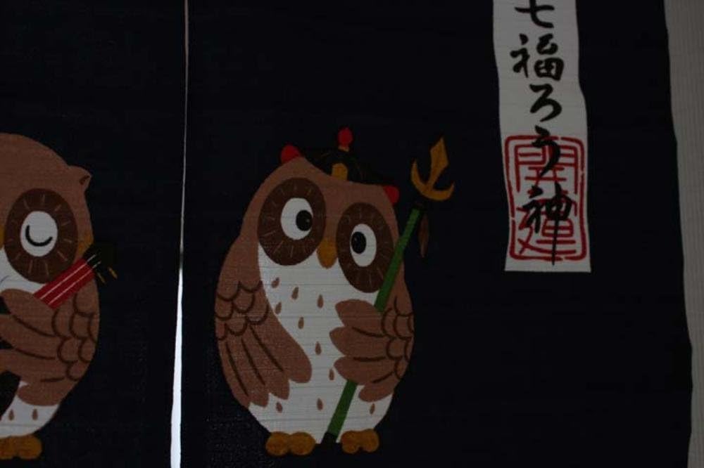 Japanese Noren Curtain Tapestry Sevens Owl