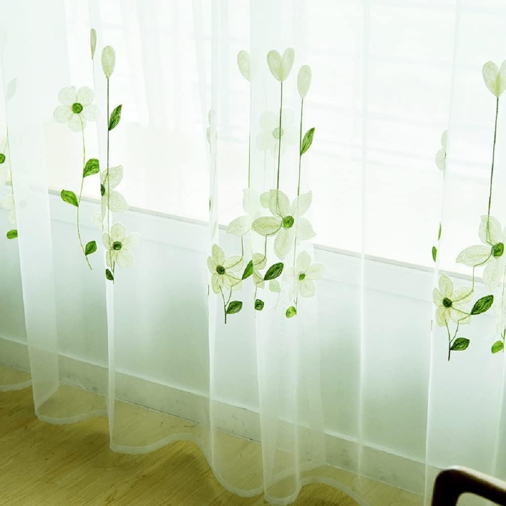 Simple Small Fresh Delicate Embroidery Basic Rod Pocket Curtains
