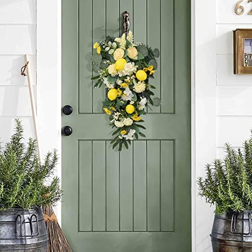 Artificial Lemon Teardrop Wreath for Christmas Decor