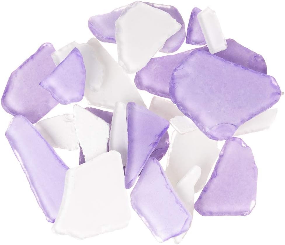 Sea Glass for Crafts - 11oz Purple White Tumbled Decor