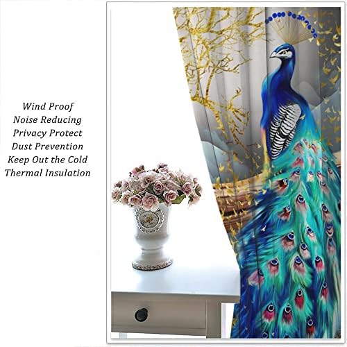 Peacock Curtains with Golden Butterfly Design