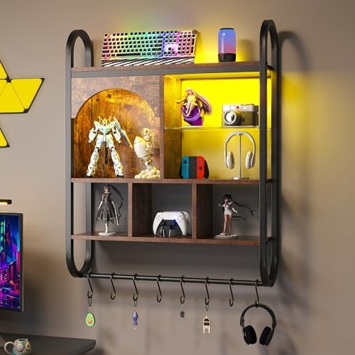 Spacesea 34 Inch 4 Tier Floating Shelves with LED Lights