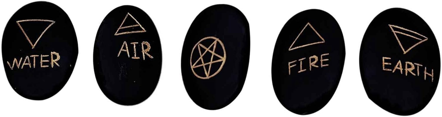 Black Onyx 5 Element Stones Set for Healing