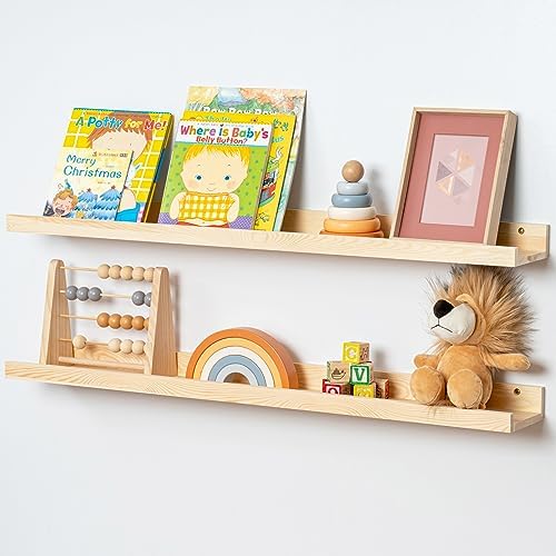Picture Ledge Shelf for Wall 36 Inch Solid Pine Wood 2 Pack