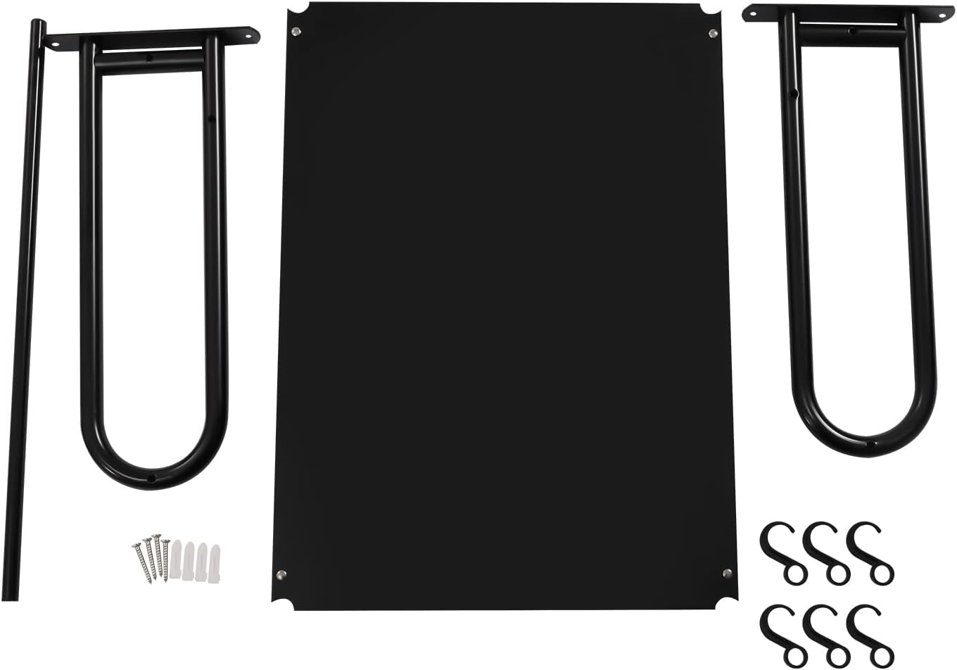 Wall Mount Microwave Oven Shelf with 6 Hooks Black